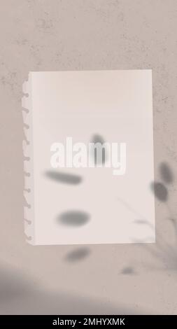 Paper note background wallpaper vector on aesthetic leaf shadow Stock Vector