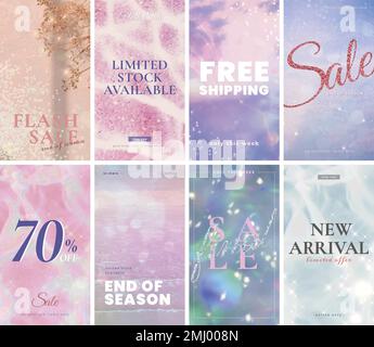 Sale template vector set editable social media story Stock Vector