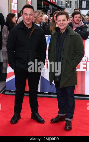 January 27th, 2023, London, UK. Anthony McPartlin and Declan Donnelly arriving at the BritainÕs Got Talent Auditions, The London Palladium. Credit: Doug Peters/EMPICS/Alamy Live News Stock Photo