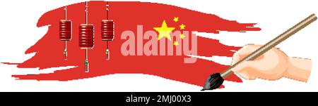 Flag of China on white background illustration Stock Vector