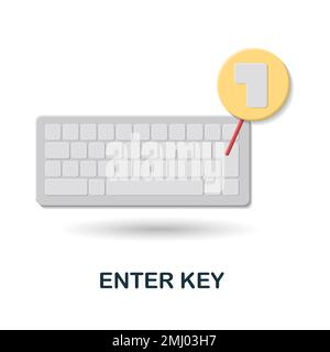 Enter Key icon. 3d illustration from security collection. Creative Enter Key 3d icon for web design, templates, infographics and more Stock Vector