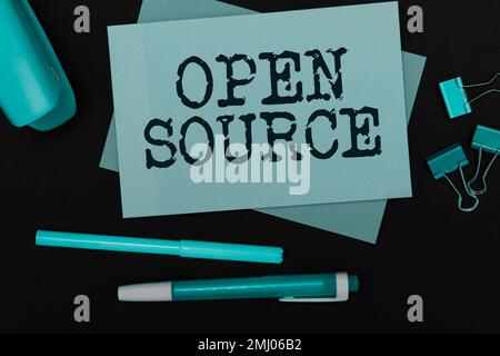 Conceptual display Open Source. Word Written on denoting software which original source code freely available Stock Photo