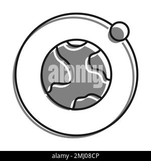 Linear filled with gray color icon. Moon Rotates In Orbit Around Planet Earth. Satellite Of Planet. Astronomy And Astrology. Space Exploration. Simple Stock Vector