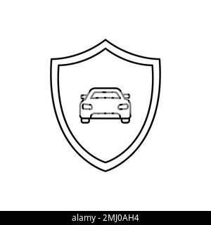 Car Shield Icon, transport insurance symbol. linear vector illustration Stock Vector