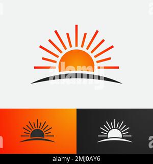 abstract shining sun logo template with gradation color for company design Stock Vector