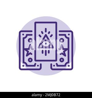 Tarot cards color line icon. Isolated vector element. Outline pictogram for web page, mobile app, promo Stock Vector