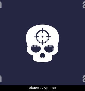 headshot icon with a skull, shot in the head Stock Vector