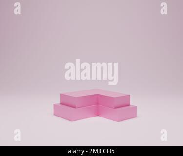 Empty pink podium for cosmetic products presentation. 3d pink studio background, 3d rendering Stock Photo