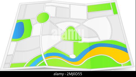 Abstract map on a folded paper, vector eps10 illustration Stock Vector