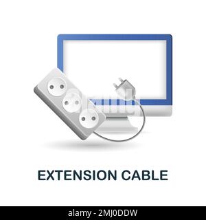 Extension Cable icon. 3d illustration from work place collection. Creative Extension Cable 3d icon for web design, templates, infographics and more Stock Vector