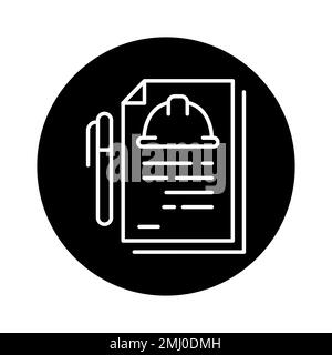 Estimate documentation black line icon. Building construction. Pictogram for web page. Stock Vector