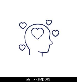 head and hearts, affection or passion line icon Stock Vector