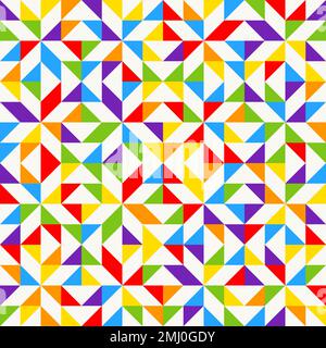Rainbow mosaic tiles, abstract geometric background, seamless vector pattern. Colorful geometric background with triangles. Minimal background, rainbo Stock Vector