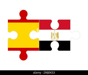 Connected puzzle of flags of Spain and Egypt, vector Stock Vector