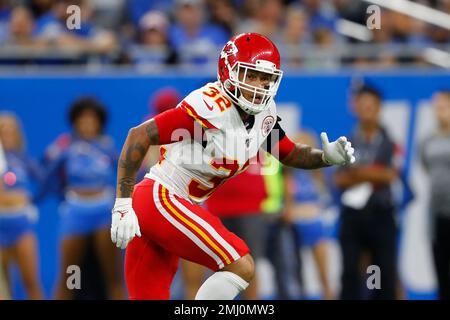 Kansas City Chiefs strong safety Tyrann Mathieu (32) wore a helmet with  Alton Sterling's name on the back during an NFL football game against the  New England Patriots, Monday, Oct. 5, 2020