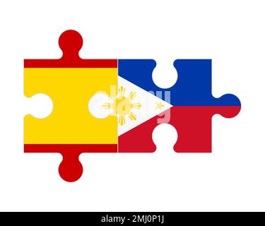 Connected puzzle of flags of Spain and Philippines, vector Stock Vector