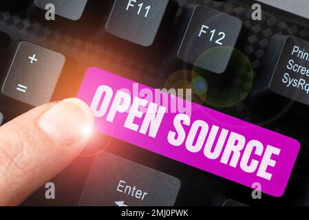 Text showing inspiration Open Source. Concept meaning denoting software which original source code freely available Stock Photo