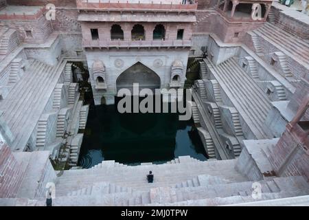 Toorji's Step Well, Toorji ki Jhalara, built in 1740s.Hand carved step well built to provide water to the local people, Jodhpur, Rajasthan, India. Stock Photo