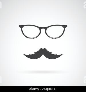Vector image of glasses and mustache on white background. Easy editable layered vector illustration. Stock Vector