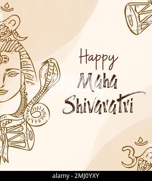 Maha Shivratri with Illustration Of Lord Shiva. For card, poster, social media post. Stock Photo