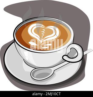 Delicious latte with a beautiful pattern from milk Stock Vector