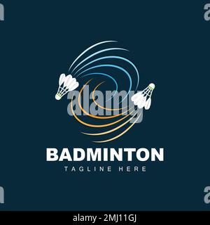 Badminton Logo, Sport Game Vector With Shuttlecock Racket, Sport Branch Design, Template Icon Stock Vector