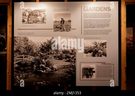 Gardens in exhibit about Manzanar life, NPS Visitor Center at Manzanar National Historic Site, Owens Valley, California, USA Stock Photo