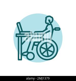 Disabled worker color line icon. Disability. Isolated vector element ...