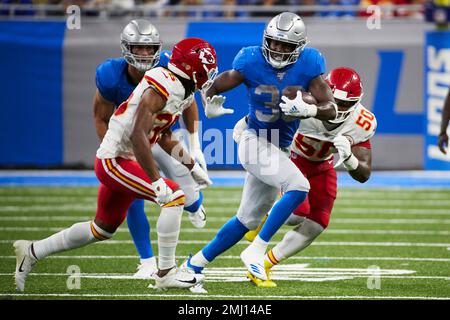 August 17, 2019: Detroit Lions running back Ty Johnson (38)prior to an NFL  football pre-season game between the Detroit Lions and the Houston Texans  at NRG Stadium in Houston, TX. ..Trask Smith/CSM