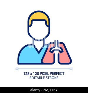 Pulmonology pixel perfect RGB color icon Stock Vector
