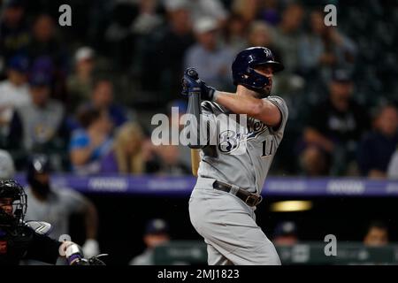 August 24, 2018: Milwaukee Brewers third baseman Mike Moustakas #18 during  the Major League Baseball game