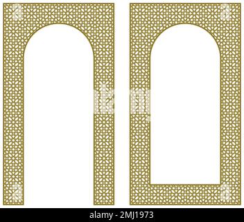A set of two design elements. Two frames in Arabic geometric style Stock Vector