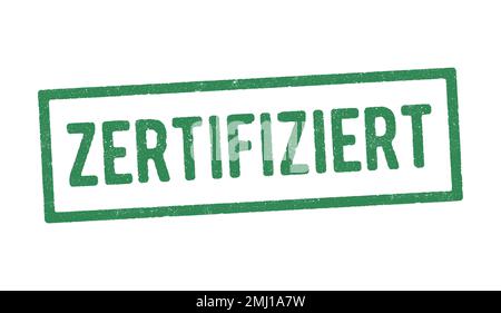 Vector illustration of the word Zertifiziert (Certified in Deutsch) in green ink stamp Stock Vector