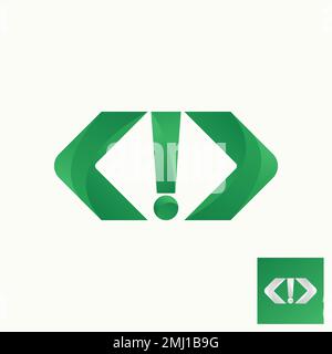 Simple and unique shape brackets and exclamation marks image graphic icon logo design abstract concept vector stock. related to sign or education Stock Vector