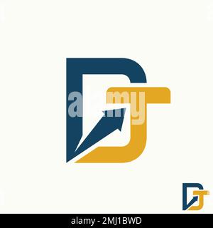 Simple and unique letter or word DT sans serif cut font with arrow up graphic icon logo design abstract concept vector stock initial or trading Stock Vector
