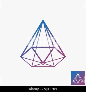 Simple and unique line shape octagonal or prism on 3D imagination image graphic icon logo design abstract concept vector stock creative or mathematics Stock Vector