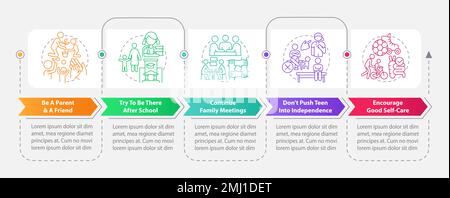 Peaceful teen parenting tips rectangle infographic template Stock Vector