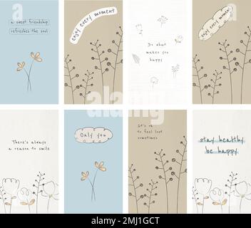 Motivational quote template vector on texture wallpaper set Stock Vector