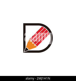 letter d drwawing pen colorful geometric logo vector Stock Vector