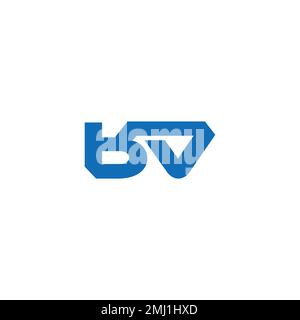 letter bv simple geometric linked logo vector Stock Vector