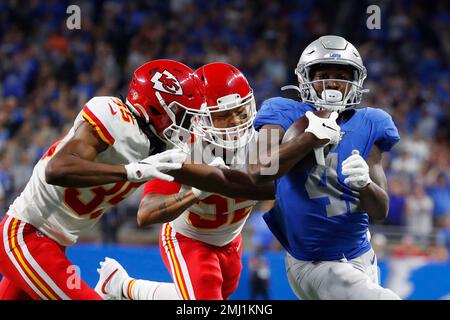 Detroit Lions running back J.D. McKissic (41) cannot catch a pass against  the Oakland Raiders during an NFL football game in Oakland, Calif., Sunday,  Nov. 3, 2019. (AP Photo/D. Ross Cameron Stock