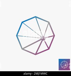 Simple and unique line shape octagonal or prism on 3D imagination graphic icon logo design abstract concept vector stock creative or mathematics Stock Vector