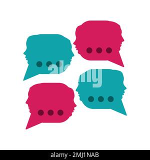 Speech bubbles four heads Stock Vector