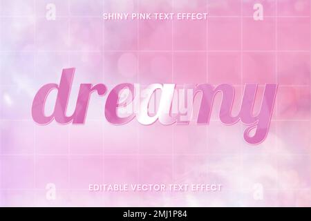 Shiny pink text effect vector editable template Stock Vector
