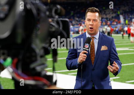 NFL Network reporter James Palmer talks before an preseason NFL football  game between the Detroit Lions and Jacksonville Jaguars in Detroit,  Saturday, Aug. 19, 2023. (AP Photo/Paul Sancya Stock Photo - Alamy