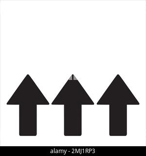 Three up black arrows on a white background with copy space Stock Vector