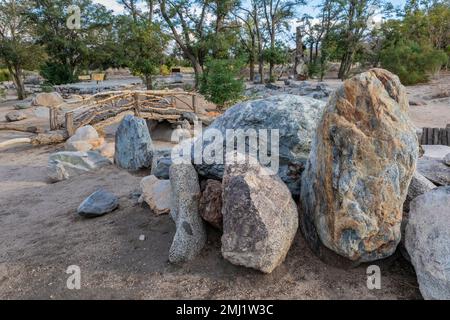 Merritt Park was unburied and bridges reconstructed, in Manzanar National Historic Site, Owens Valley, California, USA Stock Photo