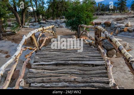 Merritt Park was unburied and bridges reconstructed, in Manzanar National Historic Site, Owens Valley, California, USA Stock Photo