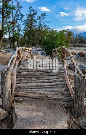 Merritt Park was unburied and bridges reconstructed, in Manzanar National Historic Site, Owens Valley, California, USA Stock Photo