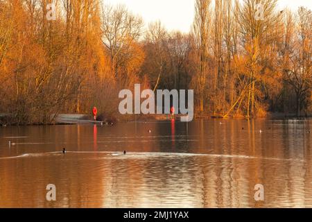 Warm winter morning light at Colwick Park in Nottingham, Nottinghamshire England UK Stock Photo